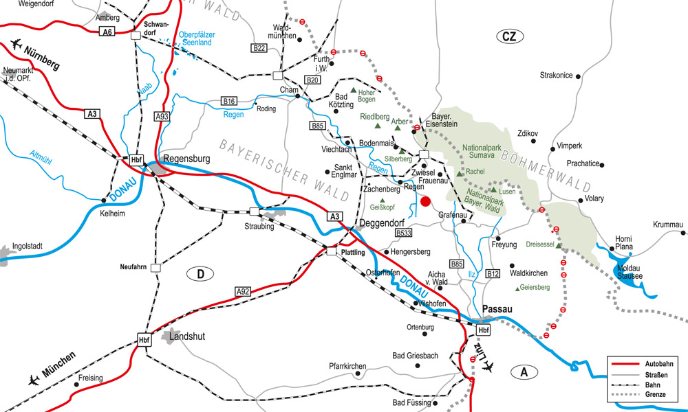 Anfahrt Bayerischer Wald